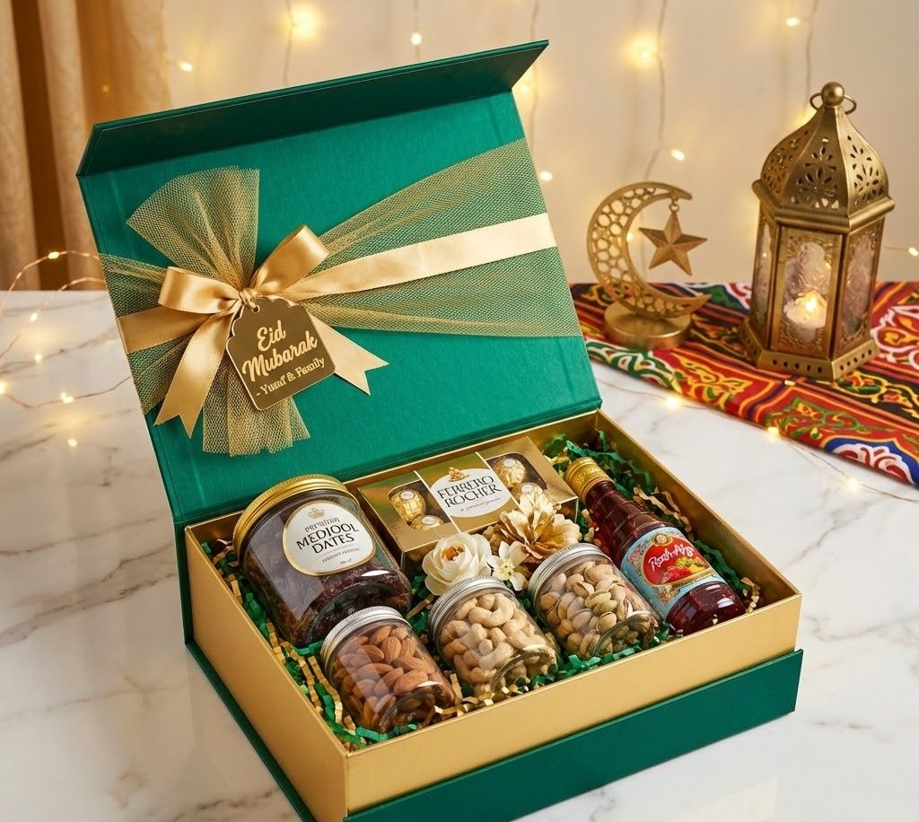 Eid Mubarak Gourmet Gift Box - Premium Dates & Nuts Selection