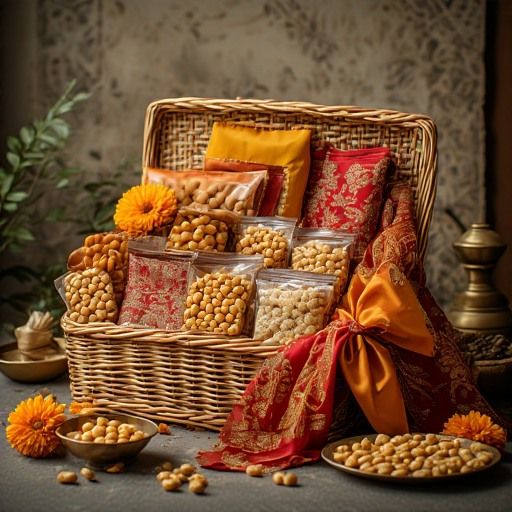 Festive Savory Gift Basket with Marigold Accents