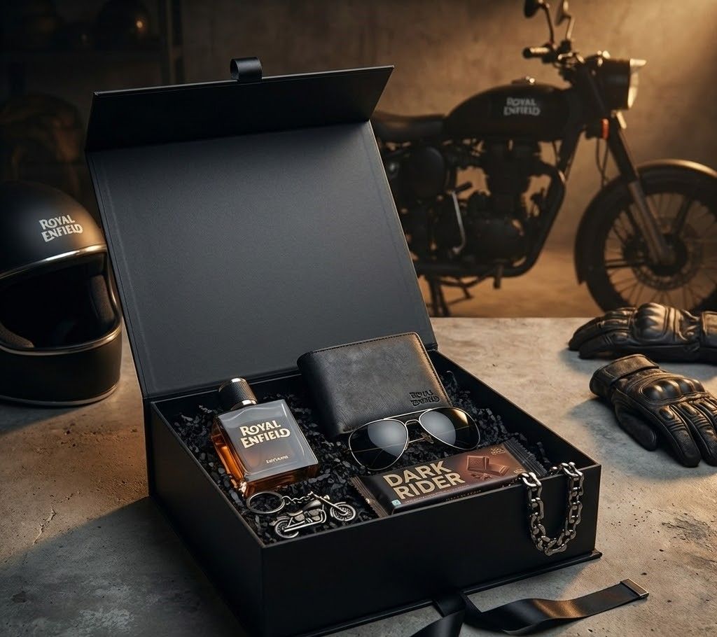Royal Enfield Premium Gift Set for Men - Leather Accessories & Cologne