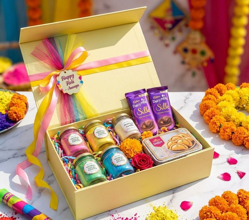 Premium Holi Hamper Gift Box - Festive Colors & Treats