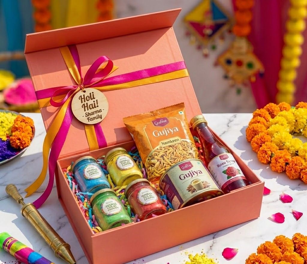 Premium Holi Hamper Gift Box - Festive Colors & Treats