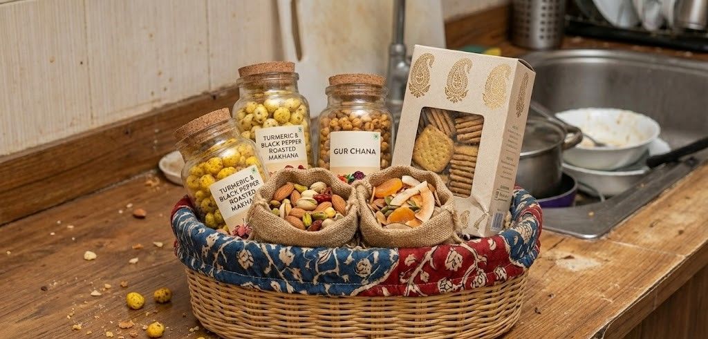 Gourmet Dry Fruits and Snacks Gift Basket - Festive Edition
