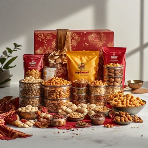 Deluxe Snack Gift Set - Gourmet Nuts, Dried Fruits & Indian Sweets