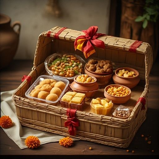 Traditional Treat Collection in Woven Basket