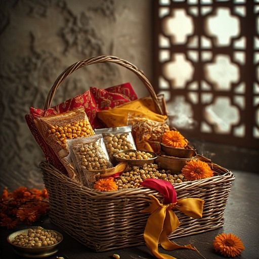 Festive Savory Gift Basket with Marigold Accents