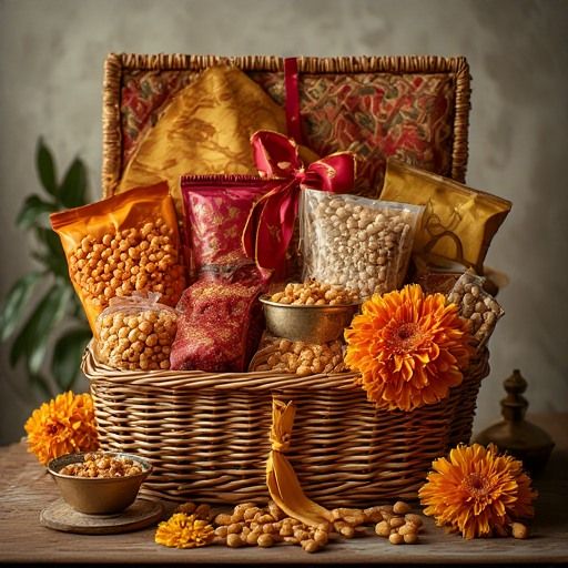 Festive Savory Gift Basket with Marigold Accents