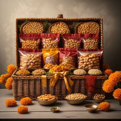 Festive Savory Gift Basket with Marigold Accents