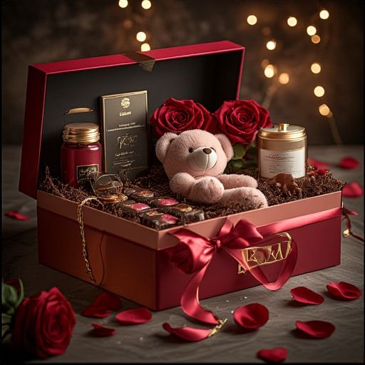 Luxury Valentine's Day Gift Hamper with Teddy, Chocolates, Candle & More