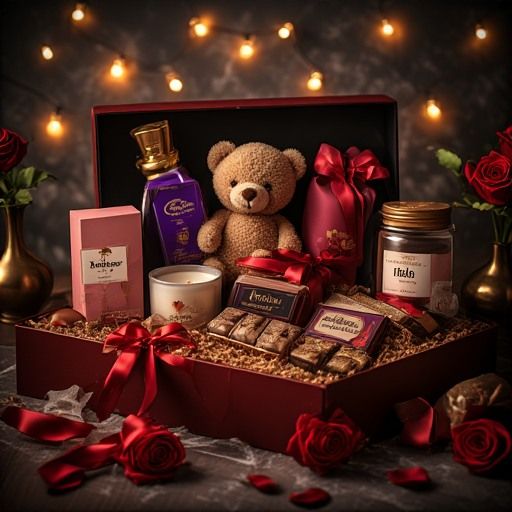 Luxury Valentine's Day Gift Hamper with Teddy, Chocolates, Candle & More