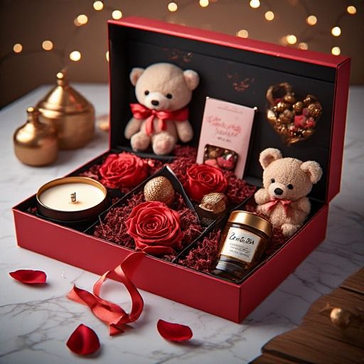 Luxury Valentine's Day Gift Hamper with Teddy, Chocolates, Candle & More