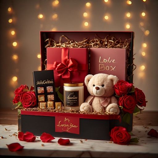 Luxury Valentine's Day Gift Hamper with Teddy, Chocolates, Candle & More