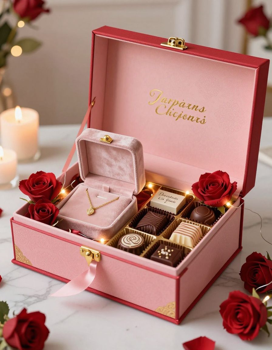Luxury Chocolate & Jewelry Gift Set - Premium Valentine's Day Present
