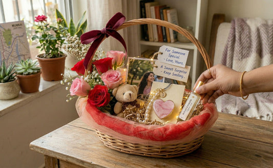 Personalized Gift Basket with Teddy Bear & Photo