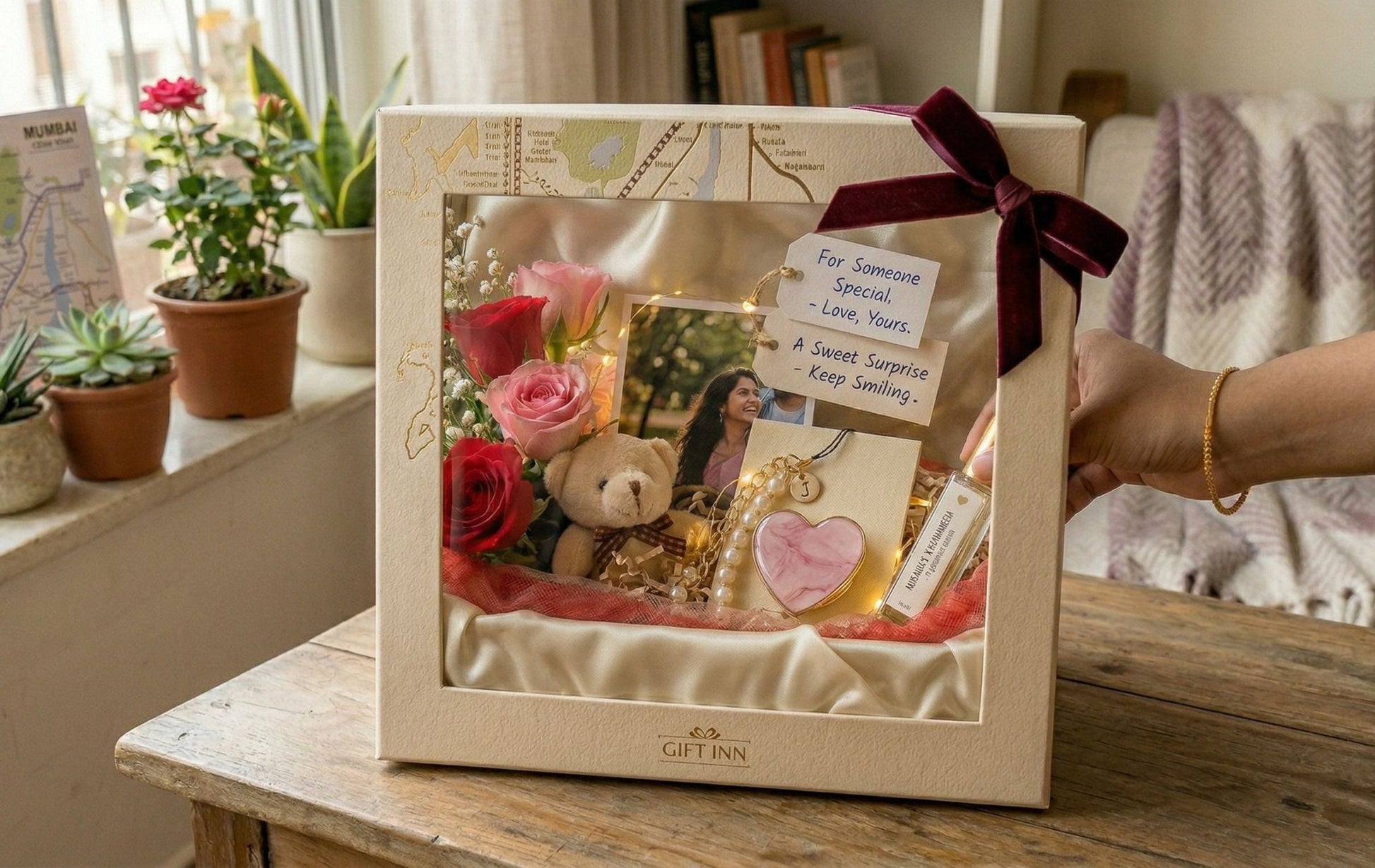 Personalized Gift Basket with Teddy Bear & Photo