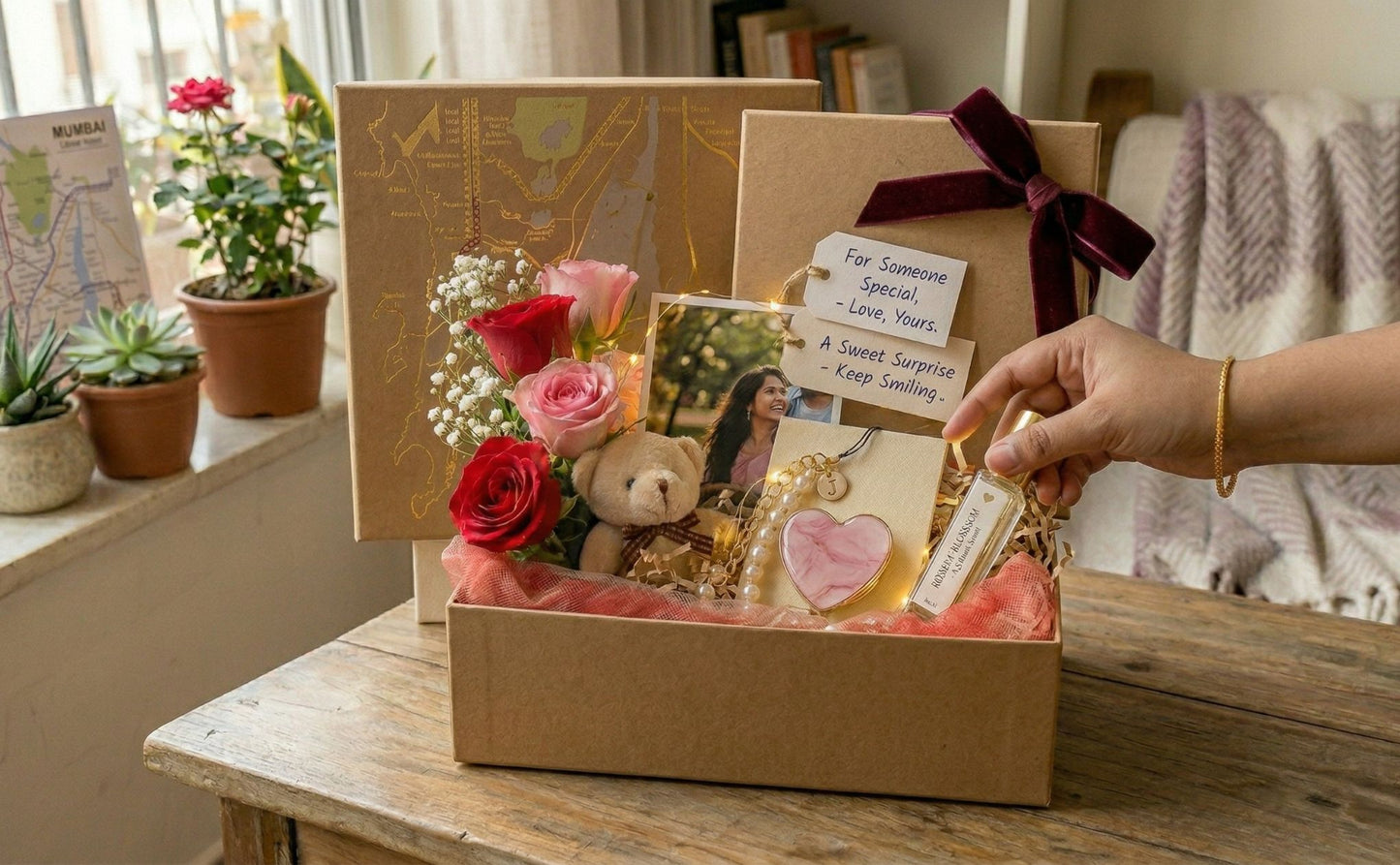 Personalized Gift Basket with Teddy Bear & Photo