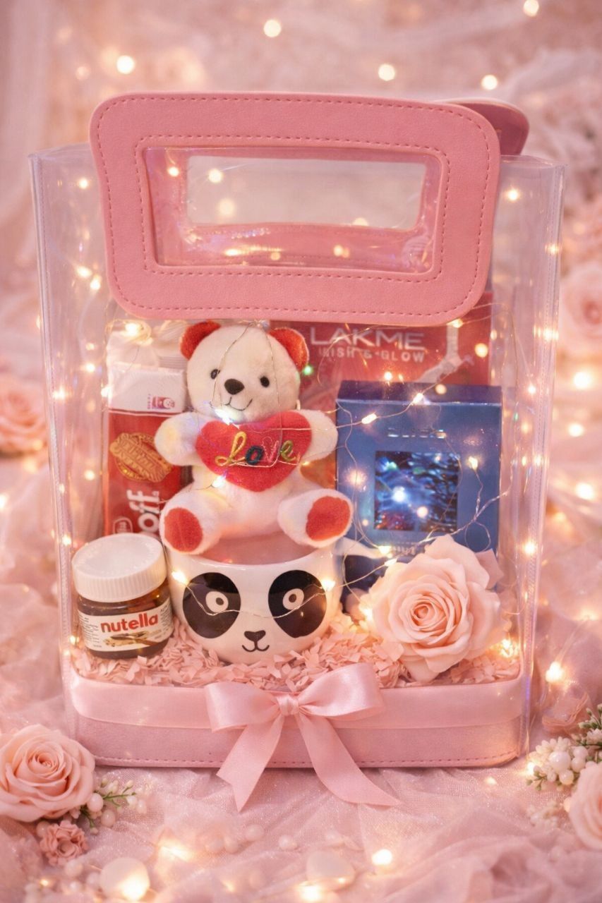 Premium Pampering Gift Basket with Teddy and Lakme