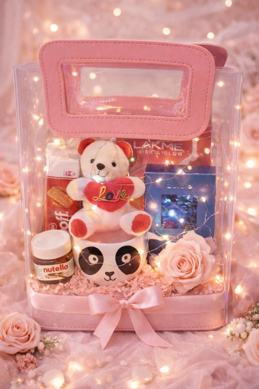 Premium Pampering Gift Basket with Teddy and Lakme